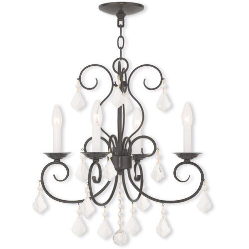 4 Light English Bronze Mini Chandelier with Clear Crystals Shade-Lighting LumensChandeliers