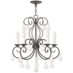 5 Light English Bronze Mini Chandelier with Clear Crystals Shade-Lighting LumensChandeliers