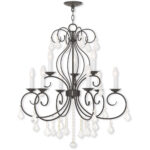 6 Light + 3 Light English Bronze Chandelier with Clear Crystals Shade-Lighting LumensChandeliers