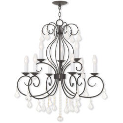 6 Light + 3 Light English Bronze Chandelier with Clear Crystals Shade-Lighting LumensChandeliers