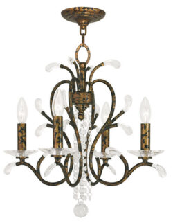 4 Light Verona Bronze Mini Chandelier with Clear Crystals Shade-Lighting LumensChandeliers