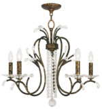 5 Light Verona Bronze Chandelier with Clear Crystals Shade-Lighting LumensChandeliers