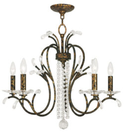 5 Light Verona Bronze Chandelier with Clear Crystals Shade-Lighting LumensChandeliers