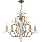 6 Light Verona Bronze Chandelier with Clear Crystals Shade-Lighting LumensChandeliers