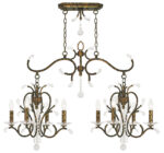 20 inch 4 Light + 4 Light Verona Bronze Linear Chandelier with Clear Crystals Shade-Lighting LumensChandeliers