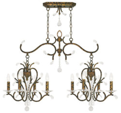 20 inch 4 Light + 4 Light Verona Bronze Linear Chandelier with Clear Crystals Shade-Lighting LumensChandeliers