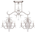 20 inch 4 Light + 4 Light Brushed Nickel Linear Chandelier with Clear Crystals Shade-Lighting LumensChandeliers