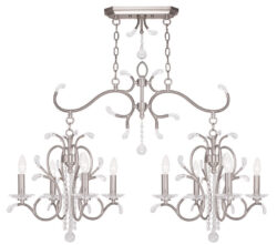 20 inch 4 Light + 4 Light Brushed Nickel Linear Chandelier with Clear Crystals Shade-Lighting LumensChandeliers