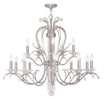 10 Light + 5 Light Brushed Nickel Chandelier with Clear Crystals Shade-Lighting LumensChandeliers