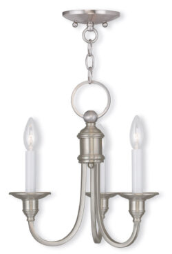 3 Light Brushed Nickel Mini Chandelier/Ceiling Light fixture with Steel base material-Lighting LumensChandeliers