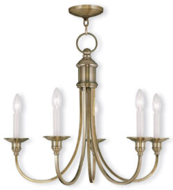 5 Light Antique Brass Chandelier with Steel base material-Lighting LumensChandeliers