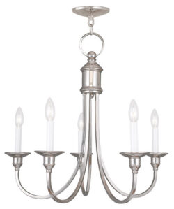 5 Light Polished Nickel Chandelier with Steel base material-Lighting LumensChandeliers