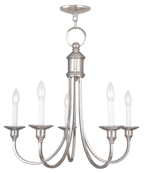 5 Light Polished Nickel Chandelier with Steel base material-Lighting LumensChandeliers