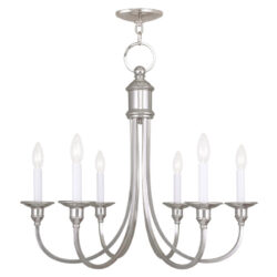 6 Light Polished Nickel Chandelier with Steel base material-Lighting LumensChandeliers