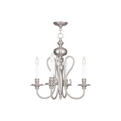 4 Light Brushed Nickel Chandelier with Steel base material-Lighting LumensChandeliers