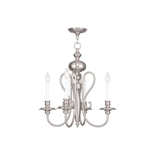 4 Light Brushed Nickel Chandelier with Steel base material-Lighting LumensChandeliers