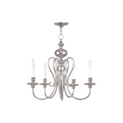 5 Light Polished Nickel Chandelier with Steel base material-Lighting LumensChandeliers