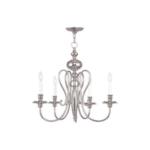 5 Light Polished Nickel Chandelier with Steel base material-Lighting LumensChandeliers