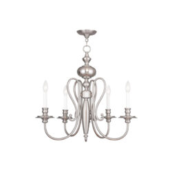 5 Light Brushed Nickel Chandelier with Steel base material-Lighting LumensChandeliers