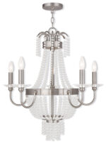 5 Light Brushed Nickel Chandelier with Clear Crystals Shade-Lighting LumensChandeliers