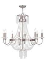 8 Light Brushed Nickel Chandelier with Clear Crystals Shade-Lighting LumensChandeliers