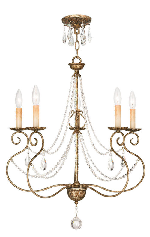 5 Light European Bronze Chandelier with Clear Crystals Shade-Lighting LumensChandeliers