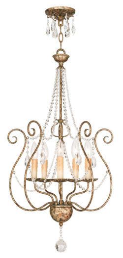 5 Light European Bronze Foyer Chandelier with Clear Crystals Shade-Lighting LumensChandeliers