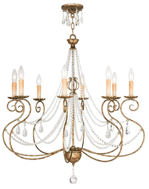 8 Light European Bronze Chandelier with Clear Crystals Shade-Lighting LumensChandeliers