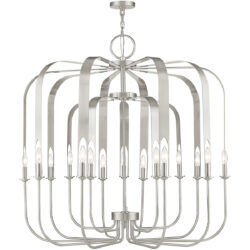 15 Light Brushed Nickel Foyer Chandelier with Steel base material-Lighting LumensChandeliers