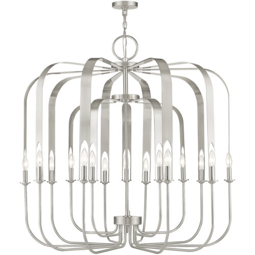 15 Light Brushed Nickel Foyer Chandelier with Steel base material-Lighting LumensChandeliers