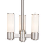 3 Light Brushed Nickel Mini Chandelier with Hand Blown Satin Opal White Glass Shade-Lighting LumensChandeliers