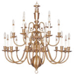 21 Light Flemish Brass Chandelier with Solid Brass base Shade-Lighting LumensChandeliers