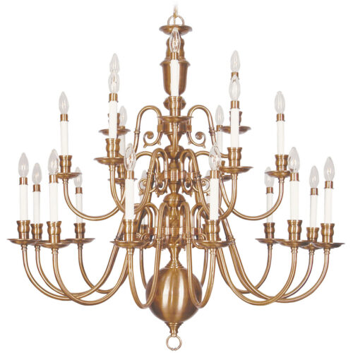 21 Light Flemish Brass Chandelier with Solid Brass base Shade-Lighting LumensChandeliers