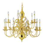 15 Light Polished Brass Chandelier with Solid Brass base Shade-Lighting LumensChandeliers