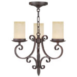 3 Light Imperial Bronze Mini Chandelier with Vintage Scavo Hand Blown Glass Shade-Lighting LumensChandeliers