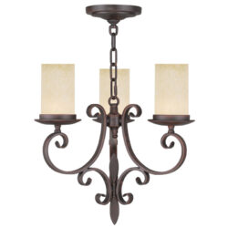 3 Light Imperial Bronze Mini Chandelier with Vintage Scavo Hand Blown Glass Shade-Lighting LumensChandeliers