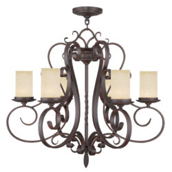 6 Light Imperial Bronze Chandelier with Vintage Scavo Hand Blown Glass Shade-Lighting LumensChandeliers