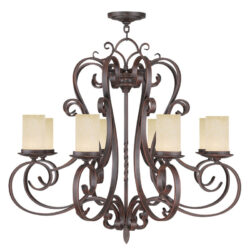 8 Light Imperial Bronze Chandelier with Vintage Scavo Hand Blown Glass Shade-Lighting LumensChandeliers