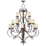 15 Light Imperial Bronze Chandelier with Vintage Scavo Hand Blown Glass Shade-Lighting LumensChandeliers