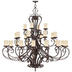 28 Light Imperial Bronze Chandelier with Vintage Scavo Hand Blown Glass Shade-Lighting LumensChandeliers