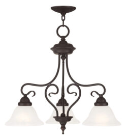 3 Light Bronze Dinette/ Ceiling Light fixture with White Alabaster Glass Shade-Lighting LumensFlush Mount Ceiling Lights