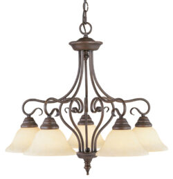 5 Light Imperial Bronze Chandelier with Vintage Scavo Glass Shade-Lighting LumensChandeliers