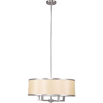 4 Light Brushed Nickel Chandelier with Handmade Champagne Hardback Shade-Lighting LumensChandeliers