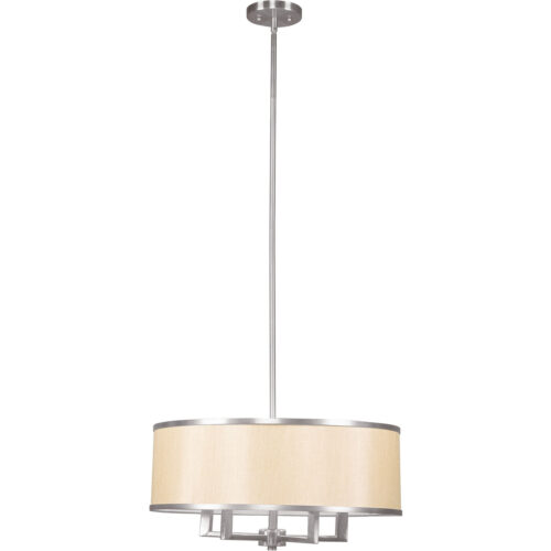 4 Light Brushed Nickel Chandelier with Handmade Champagne Hardback Shade-Lighting LumensChandeliers