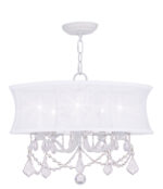 5 Light White Chandelier with Off White Silk Shimmer Shade-Lighting LumensChandeliers