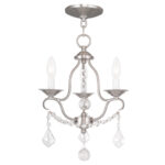 3 Light Brushed Nickel Mini Chandelier with Steel base material-Lighting LumensChandeliers