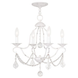 4 Light Antique White Mini Chandelier with Steel base material-Lighting LumensChandeliers