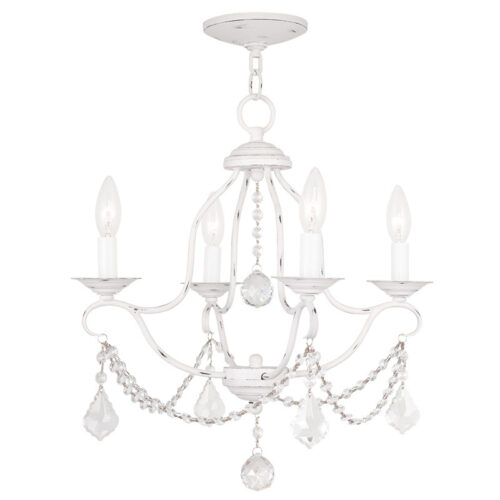 4 Light Antique White Mini Chandelier with Steel base material-Lighting LumensChandeliers