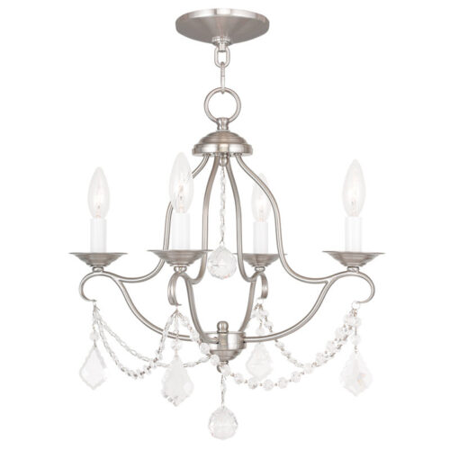 4 Light Brushed Nickel Mini Chandelier with Steel base material-Lighting LumensChandeliers