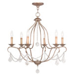 6 Light Antique Silver Leaf Chandelier with Steel base material-Lighting LumensChandeliers